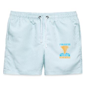 Insurance Agent Inconveniences Funny Insurance - Männer Badeshorts - hellblau gestreift - Vorne - AI Model Male 178 light (178cm)