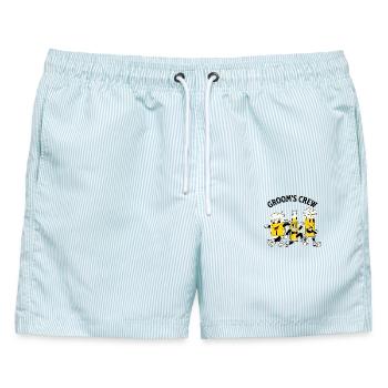Bräutigam Crew Bier - Männer Badeshorts - hellblau gestreift - Vorne - AI Model Male 178 light (178cm)