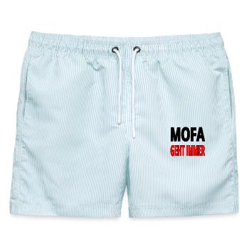 Mofa - Männer Badeshorts - hellblau gestreift - Vorne - AI Model Male 178 light (178cm)