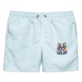  Of Course I Know I Am So Cute Lustige - Männer Badeshorts - hellblau gestreift - Vorne - AI Model Male 178 light (178cm)