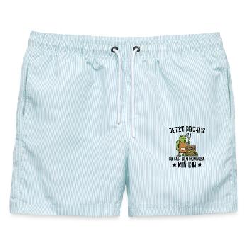 Hobbygärtner Ab auf den Kompost mit dir - Männer Badeshorts - hellblau gestreift - Vorne - AI Model Male 178 light (178cm)