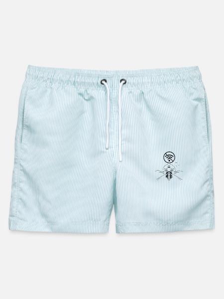 Freiheit auf zwei Rädern - Männer Badeshorts - hellblau gestreift