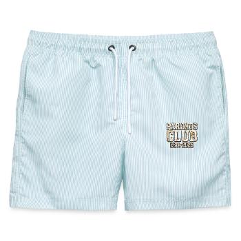 Parents Club 2025 - Männer Badeshorts - hellblau gestreift - Vorne - AI Model Male 178 light (178cm)