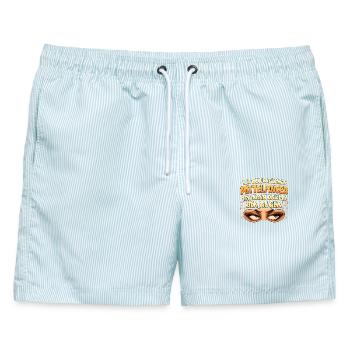 Ich brauche keinen Mittelfinger - Männer Badeshorts - hellblau gestreift - Vorne - AI Model Male 178 light (178cm)