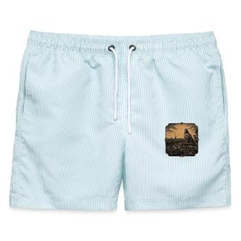  Funny Taubenzüchter Taubensport Brieftaube Herz - Männer Badeshorts - hellblau gestreift - Vorne - AI Model Male 178 light (178cm)