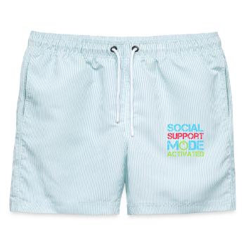 Social Worker Quote Support Mode Activated Social - Männer Badeshorts - hellblau gestreift - Vorne - AI Model Male 178 light (178cm)