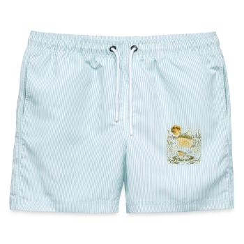 Vintage Mondbeschienener Bullfrosch-Teich - Männer Badeshorts - hellblau gestreift - Vorne - AI Model Male 178 light (178cm)