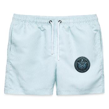 Samhain Wicca Wicca-Halloween-Hexe - Männer Badeshorts - hellblau gestreift - Vorne - AI Model Male 178 light (178cm)