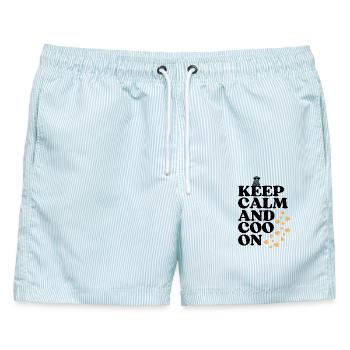 Taube Taubenliebhaber Taubenfan Geschenkidee - Männer Badeshorts - hellblau gestreift - Vorne - AI Model Male 178 light (178cm)