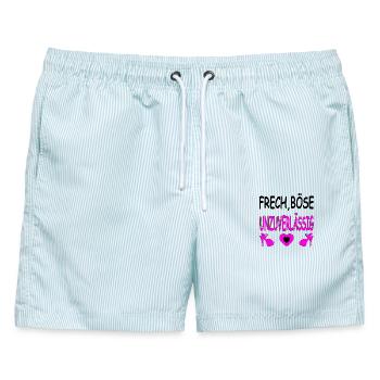 High Heels - Männer Badeshorts - hellblau gestreift - Vorne - AI Model Male 178 light (178cm)