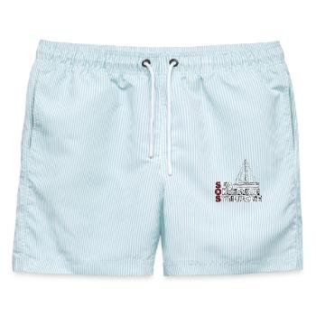 Meeresobsession Segelboot Wassersport Segler - Männer Badeshorts - hellblau gestreift - Vorne - AI Model Male 178 light (178cm)