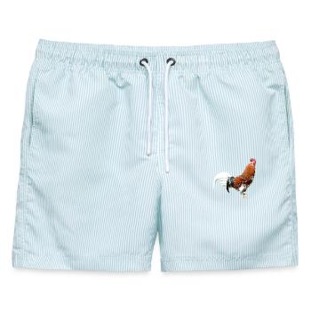 Hahn - Männer Badeshorts - hellblau gestreift - Vorne - AI Model Male 178 light (178cm)