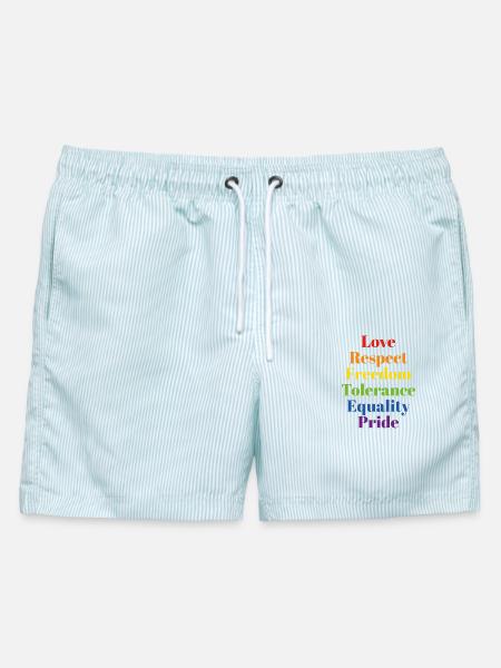 Rainbow Pride Kernwerte - Männer Badeshorts - hellblau gestreift
