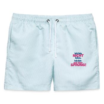 Ich bin NICHT lahm – Auf dem Sprung - Männer Badeshorts - hellblau gestreift - Vorne - AI Model Male 178 light (178cm)