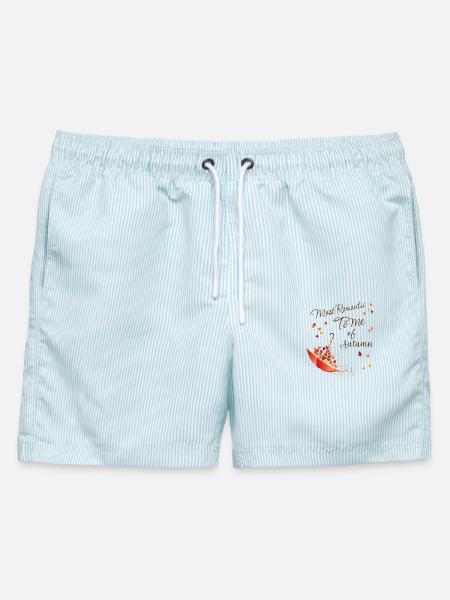 Herbstromantik  - Männer Badeshorts - hellblau gestreift