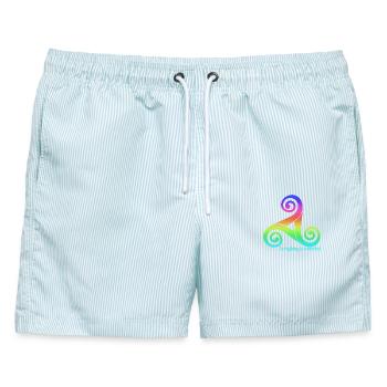 Triskele Rainbow Var01 Statement - Männer Badeshorts - hellblau gestreift - Vorne - AI Model Male 178 light (178cm)