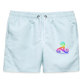 Triskele Rainbow Var02 Statement  - Männer Badeshorts - hellblau gestreift - Vorne - AI Model Male 178 light (178cm)