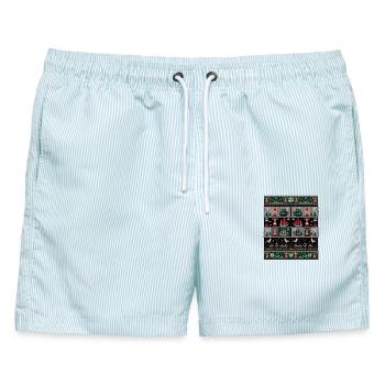 Weihnachten Seefahrer Strickdesign - Männer Badeshorts - hellblau gestreift - Vorne - AI Model Male 178 light (178cm)
