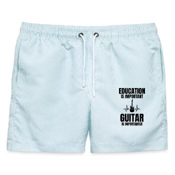 Lustiges Gitarristengeschenk für Musiklehrer und Gitarre - Männer Badeshorts - hellblau gestreift - Vorne - AI Model Male 178 light (178cm)