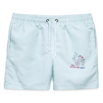Mein Gefühl Sagt Nein - Männer Badeshorts - hellblau gestreift - Vorne - AI Model Male 178 light (178cm)
