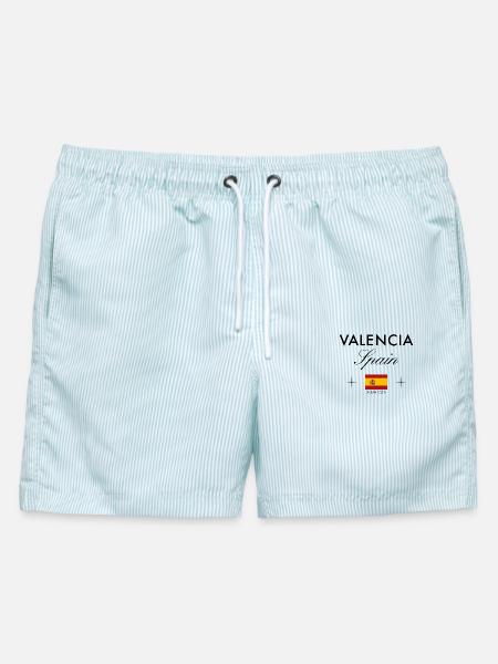 Valencia Spanien Koordinaten Reise Souvenir - Männer Badeshorts - hellblau gestreift