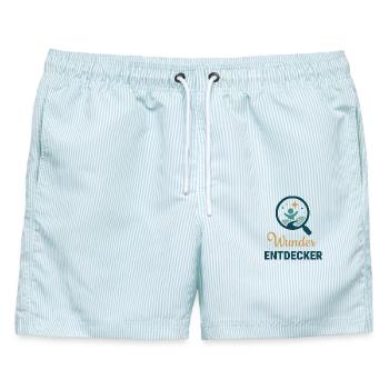 Wunder Entdecker - Männer Badeshorts - hellblau gestreift - Vorne - AI Model Male 178 light (178cm)