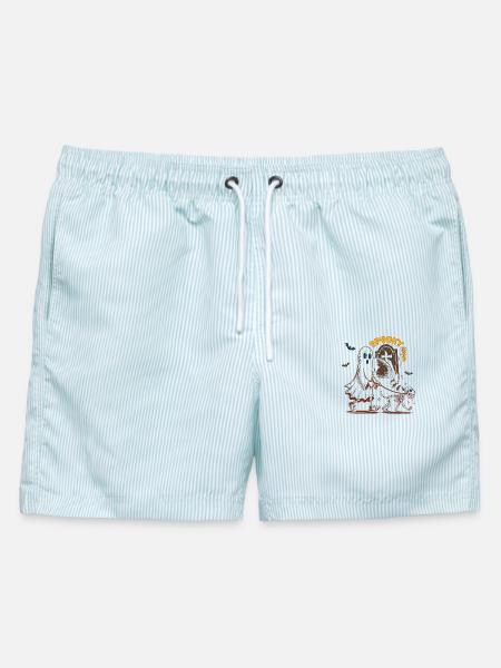 Spooky Season - Männer Badeshorts - hellblau gestreift