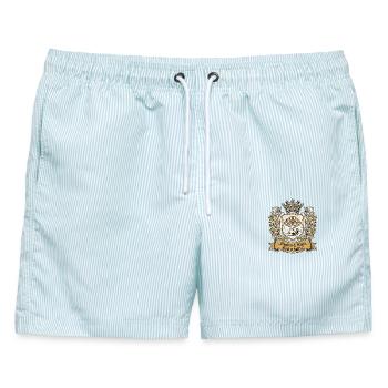 Biergarten Wappen Bierzelt - Männer Badeshorts - hellblau gestreift - Vorne - AI Model Male 178 light (178cm)