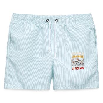 Geduld Ist Was Für Anfänger Lustiger Spruch - Männer Badeshorts - hellblau gestreift - Vorne - AI Model Male 178 light (178cm)