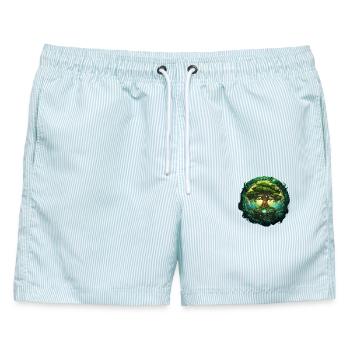 Baum des Lebens Mystisch Wikinger Design - Männer Badeshorts - hellblau gestreift - Vorne - AI Model Male 178 light (178cm)
