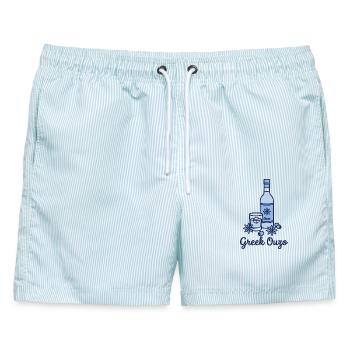 Griechischer Ouzo-Drink Griechenland Sommerferien - Männer Badeshorts - hellblau gestreift - Vorne - AI Model Male 178 light (178cm)