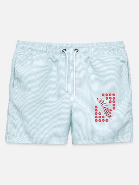 Blühende Liebe - Männer Badeshorts - hellblau gestreift