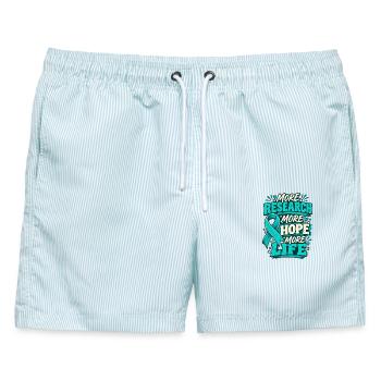  Mehr Forschung Mehr Hoffnung Mehr Leben - Männer Badeshorts - hellblau gestreift - Vorne - AI Model Male 178 light (178cm)