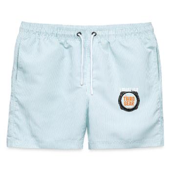 Drehzahl-Grafik im dritten Gang - Männer Badeshorts - hellblau gestreift - Vorne - AI Model Male 178 light (178cm)
