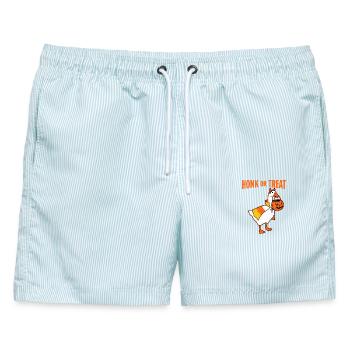 Hupen oder Leckerli Gans Halloween-Grafik - Männer Badeshorts - hellblau gestreift - Vorne - AI Model Male 178 light (178cm)