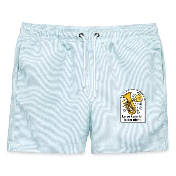 Tuba Blasmusik Spruch Leise - Männer Badeshorts - hellblau gestreift - Vorne - AI Model Male 178 light (178cm)