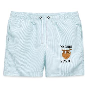 Nen scheiss muss ich - Männer Badeshorts - hellblau gestreift - Vorne - AI Model Male 178 light (178cm)