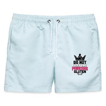 Füttere die Prinzessin nicht - Männer Badeshorts - hellblau gestreift - Vorne - AI Model Male 178 light (178cm)