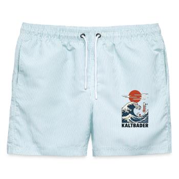 Eisbaden T-Shirt, Kaltbader Shirt Eisduschen Kalt - Männer Badeshorts - hellblau gestreift - Vorne - AI Model Male 178 light (178cm)