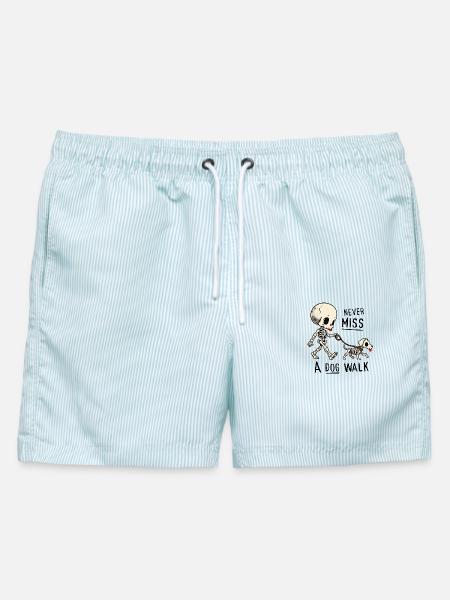 Never miss a dog walk - Männer Badeshorts - hellblau gestreift