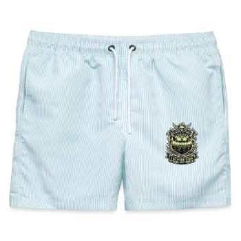 Techno Party Festival - Männer Badeshorts - hellblau gestreift - Vorne - AI Model Male 178 light (178cm)