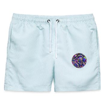 Astronaut - Männer Badeshorts - hellblau gestreift - Vorne - AI Model Male 178 light (178cm)