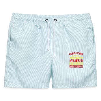 Forensic Science Major Every Case Deserves Closer - Männer Badeshorts - hellblau gestreift - Vorne - AI Model Male 178 light (178cm)