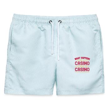 Gambling Fan What Happens In Casino Stays In - Männer Badeshorts - hellblau gestreift - Vorne - AI Model Male 178 light (178cm)