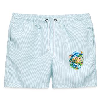  Freizeitpark Jahrmarkt Rummelplatz Anime Dorffest - Männer Badeshorts - hellblau gestreift - Vorne - AI Model Male 178 light (178cm)