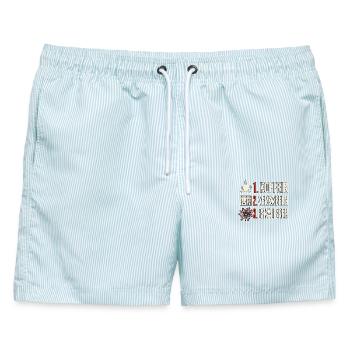 Pyro Kaffee Feuerwerk - Männer Badeshorts - hellblau gestreift - Vorne - AI Model Male 178 light (178cm)
