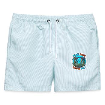Netzwerker Oktopus Kabel Salat Shirt - Männer Badeshorts - hellblau gestreift - Vorne - AI Model Male 178 light (178cm)