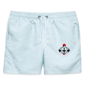 Bergspiegelung – Outdoor - Männer Badeshorts - hellblau gestreift - Vorne - AI Model Male 178 light (178cm)