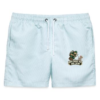 Der Maus auf der Spur - Männer Badeshorts - hellblau gestreift - Vorne - AI Model Male 178 light (178cm)