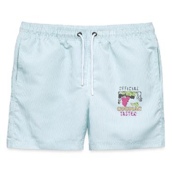 Cognac Weintraube - Männer Badeshorts - hellblau gestreift - Vorne - AI Model Male 178 light (178cm)